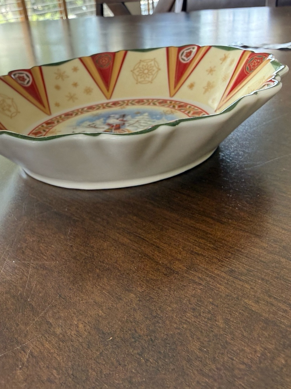 Villeroy & Boch Toy’s Delight Christmas Scalloped Candy Dish Snowman Bowl 7” - Picture 5 of 7